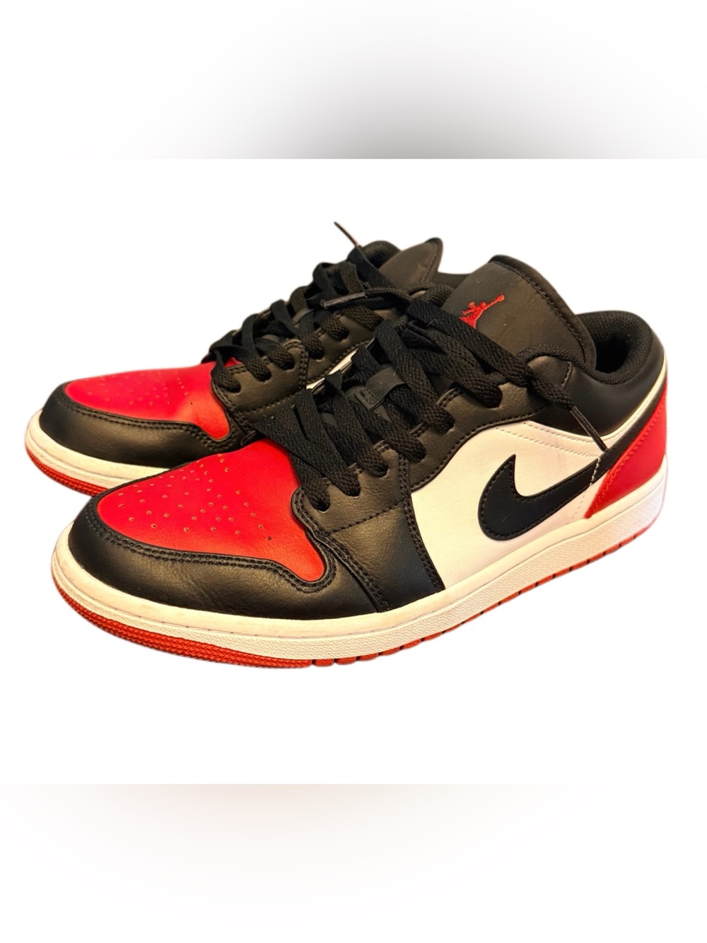 Nike Air Jordan 1 Low Bred Toe Black White Red Men’s Size 8.5 553558-161
